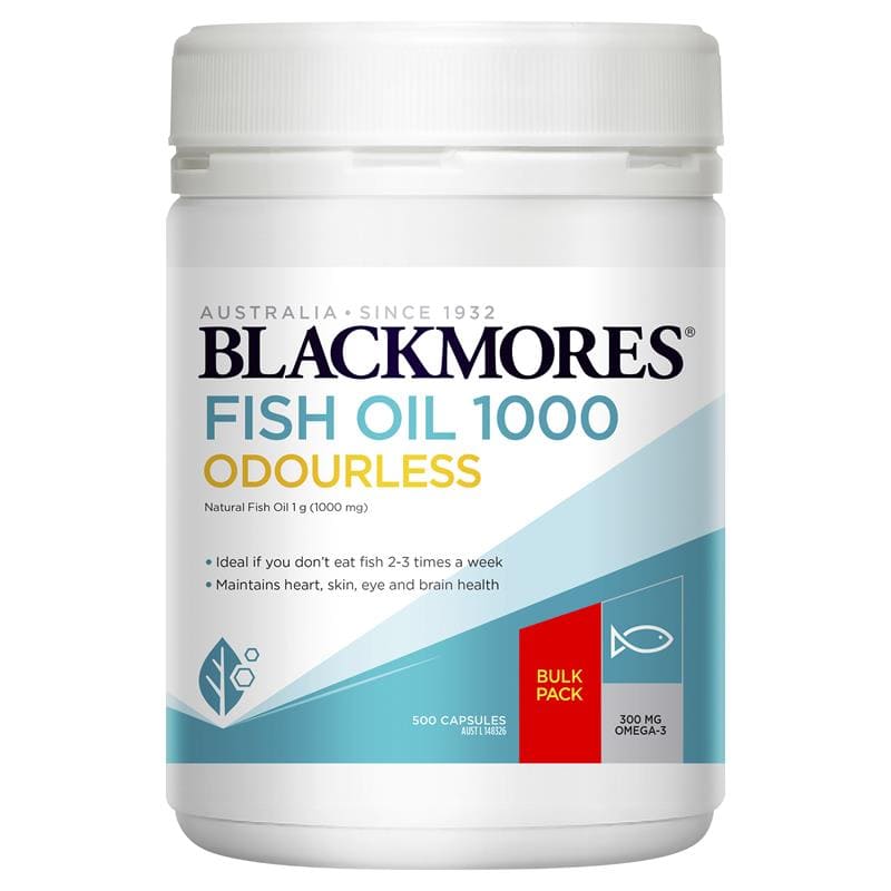 Blackmores Dầu Cá Omega-3 không mùi 1000mg (Oudourless Fish Oil Omega-3) 500 viên