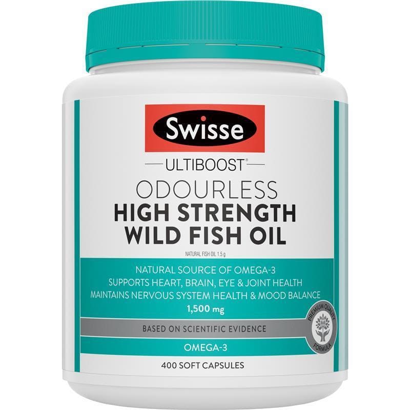 Swisse Dầu cá không mùi (Ultiboost Odourless Wild Fish Oil) 400 viên