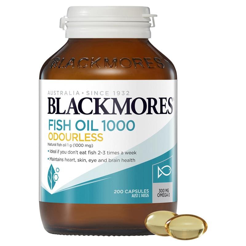 Blackmores Dầu Cá Omega-3 không mùi 1000mg (Oudourless Fish Oil Omega-3) 200 viên
