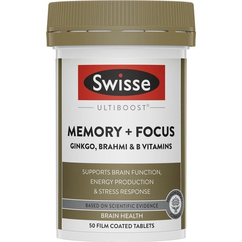 Swisse Ultiboost Viên Uống Bổ Não Duy Trì Sự Tập Trung và Hỗ Trợ Trí Nhớ (Ginkgo Memory+Focus) 50 viên